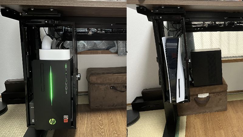 PC(ゲーム)置き場 (PS5置き場) デスク下マウント式 CPUラック CH1レビュー