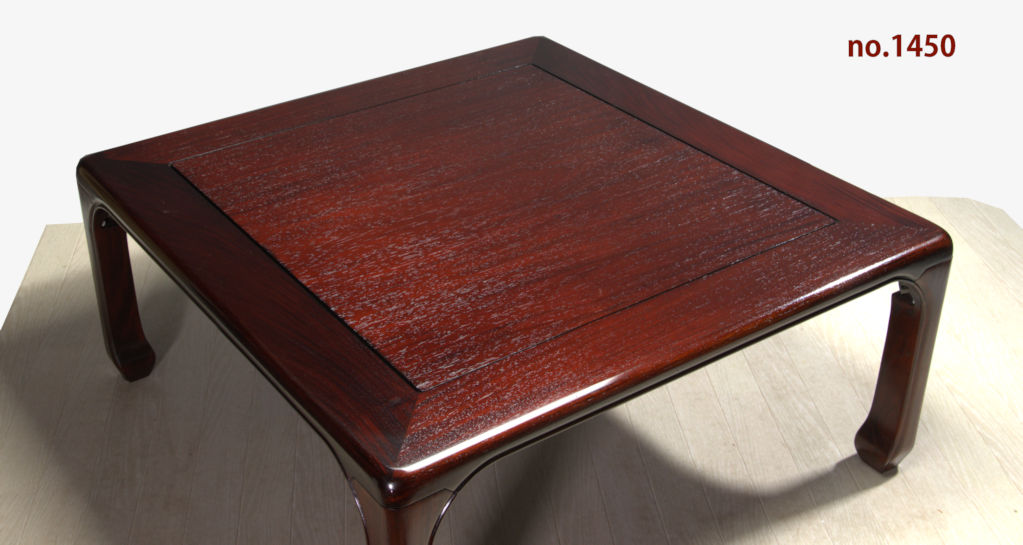 座敷机: 花梨 80cm角机 一重泉寿型 折畳脚 唐木家具 no.1450 / 唐木