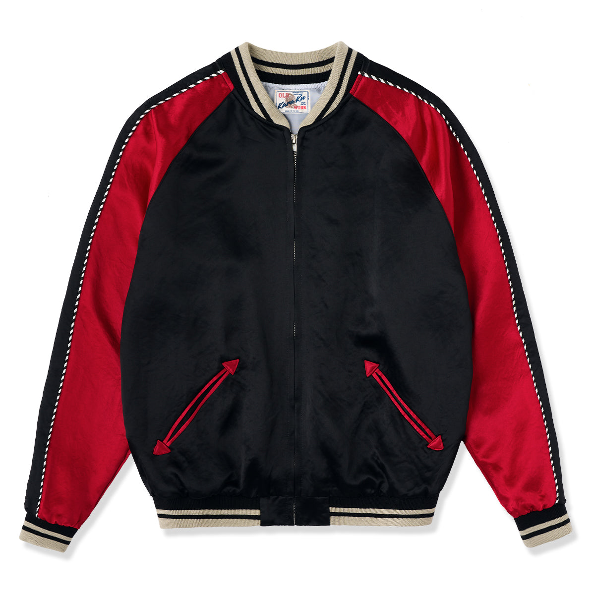 STAY TRUE」刺繍ワッペン コーデュロイ切替裏フリースストライプシャツ