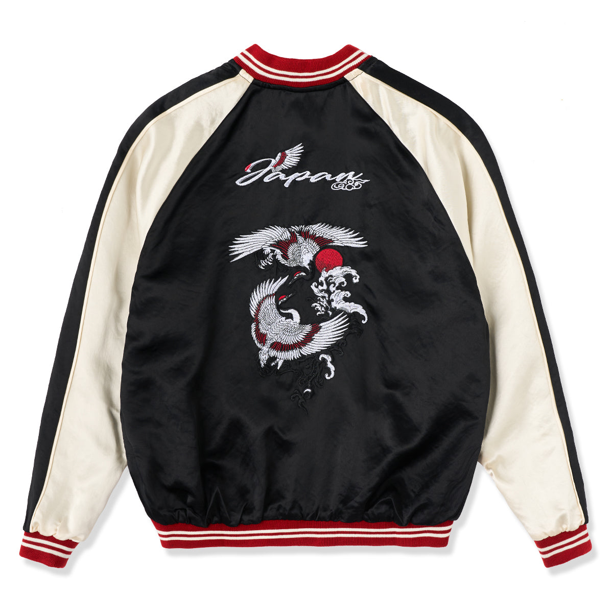 KaraKu横須賀スカジャン メンズ｜浮世絵風刺繍入り 和柄サテン