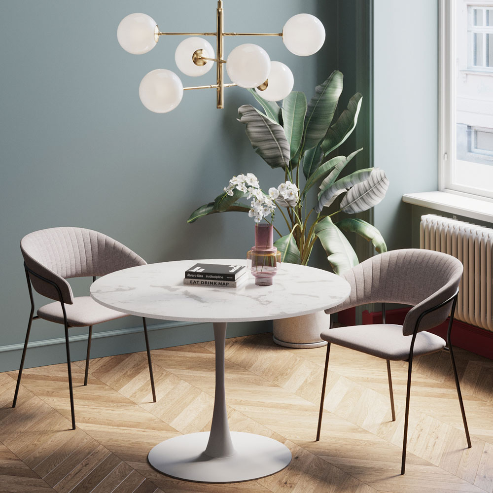 ヴェネトマーブルホワイト O110cm テーブル - ダイニングテーブルの