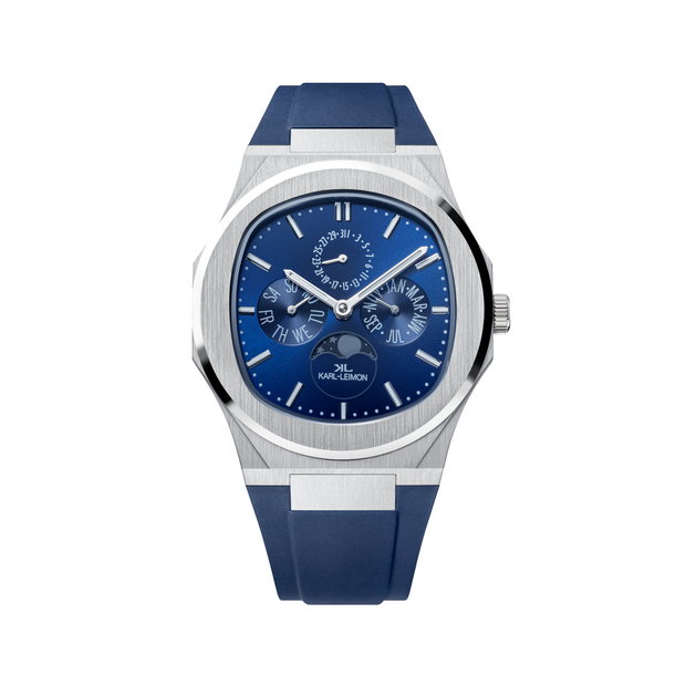 Triple Calendar Moonphase BLUE - KARL-LEIMON Watches