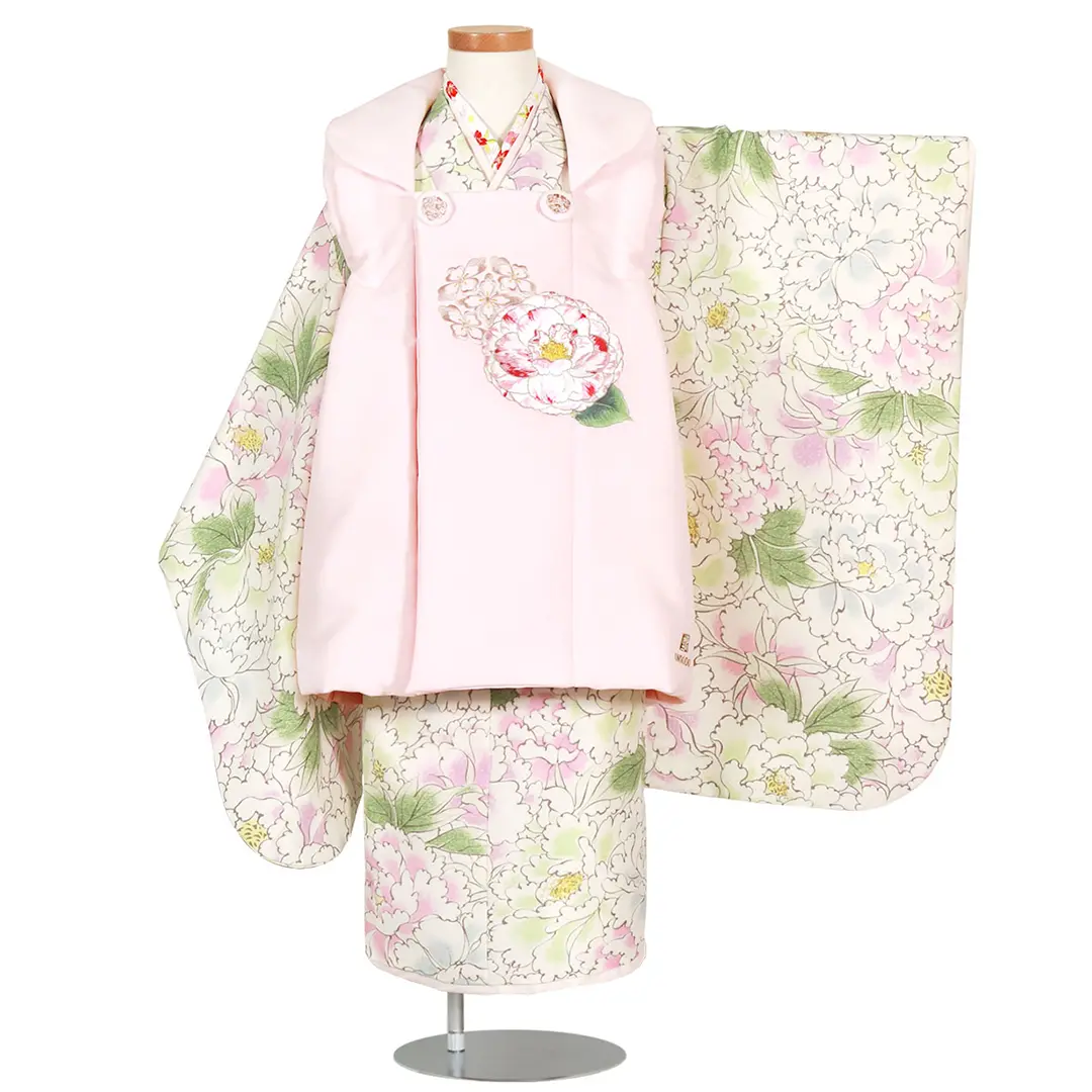 UNSODO》牡丹尽くし、ピンクの被布コートセット／七五三・三歳女の子