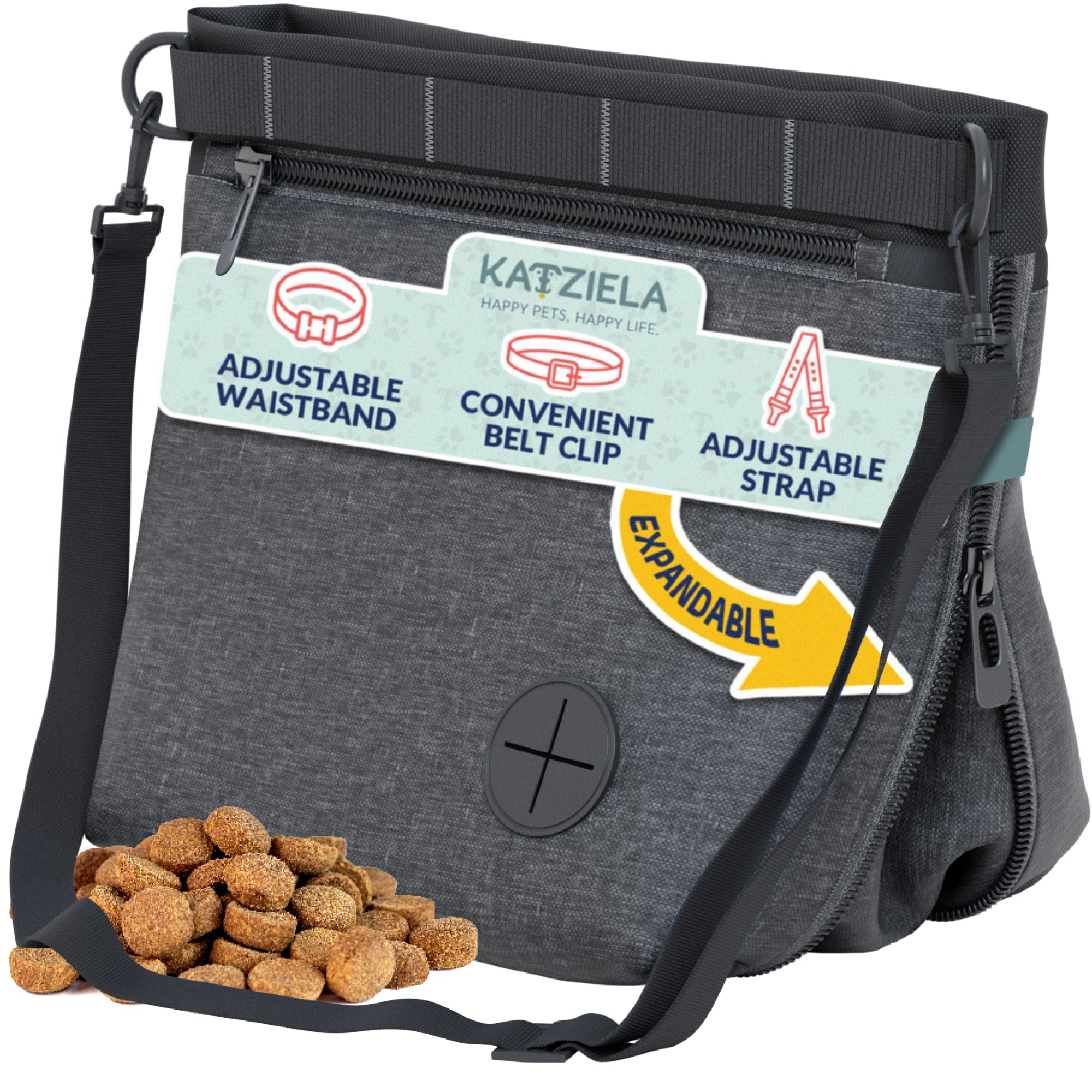 Katziela Expandable Pet Treat Pouch - Hands Free Dog Treat Pouch, Quic
