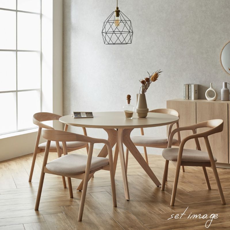 ME 】ラウンドテーブル 110cm｜脚ホワイト色 ダイニングテーブル