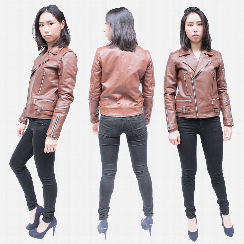 水牛革 ダブルライダースジャケット レディース XXS/XS/S 4267