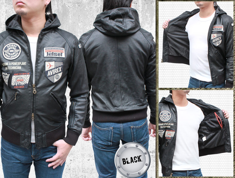 AVIREX(アヴィレックス) 山羊革（ゴート） パーカー レザージャケット