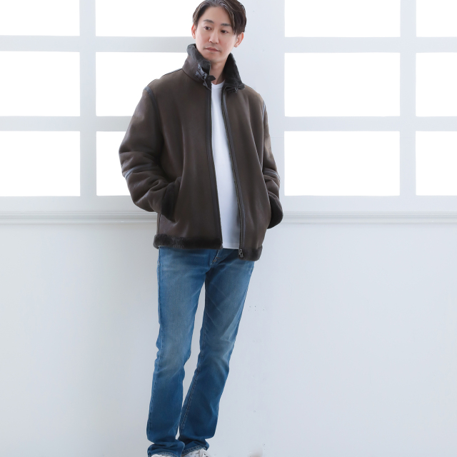 ムートンジャケット メンズ ムートンコート 本革 羊革 B-3 フライト