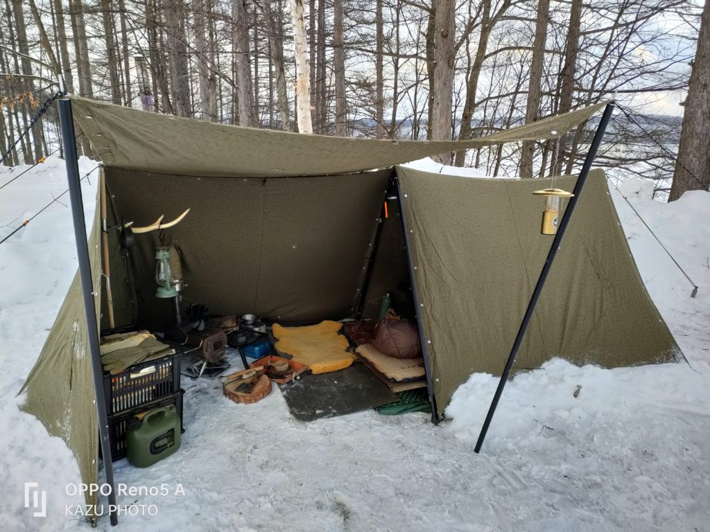 東ドイツ軍幕6枚パップテントで快適冬キャンプ!!薪ストーブが大活躍