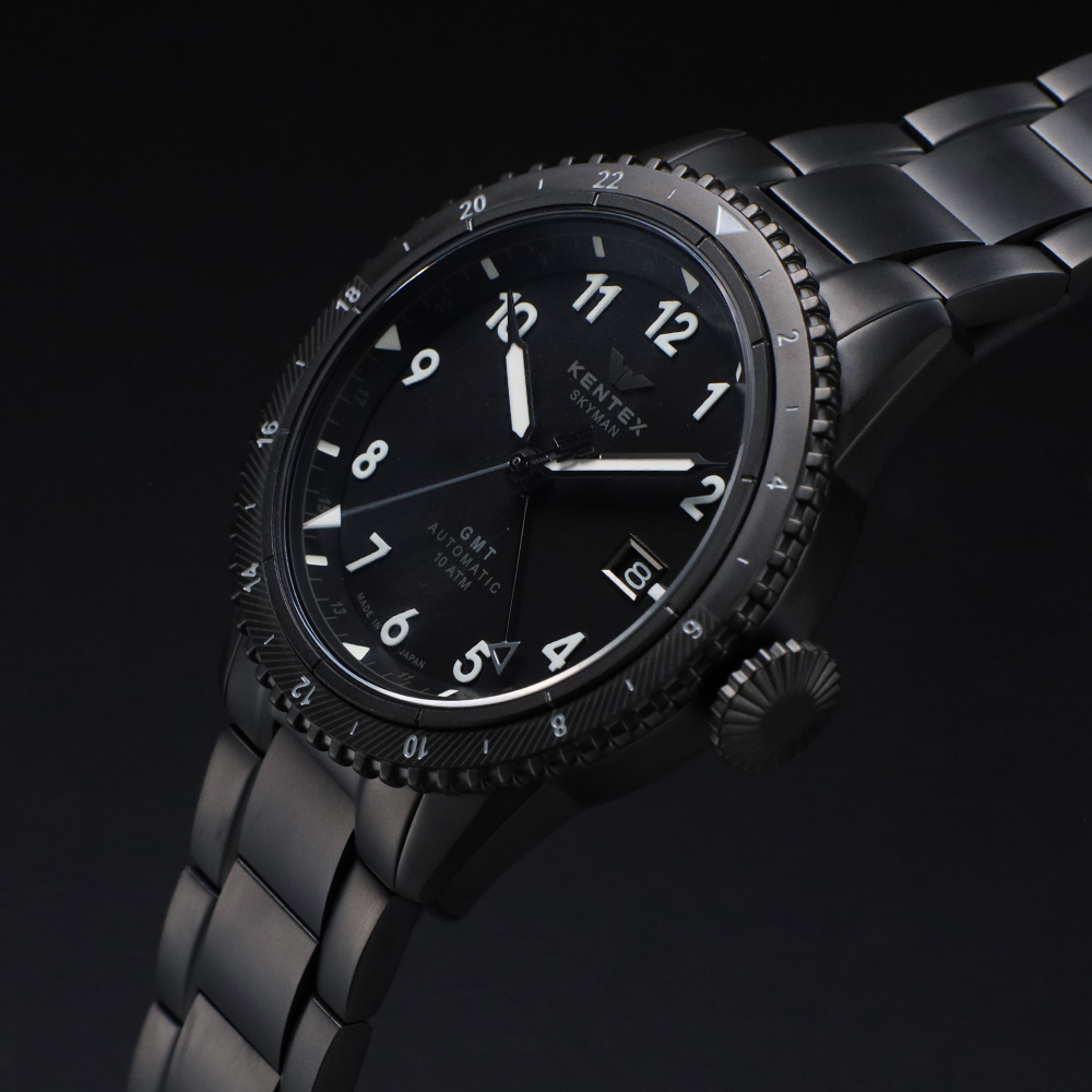 188本限定】KENTEX スカイマンGMT オールブラック／SKYMAN GMT All