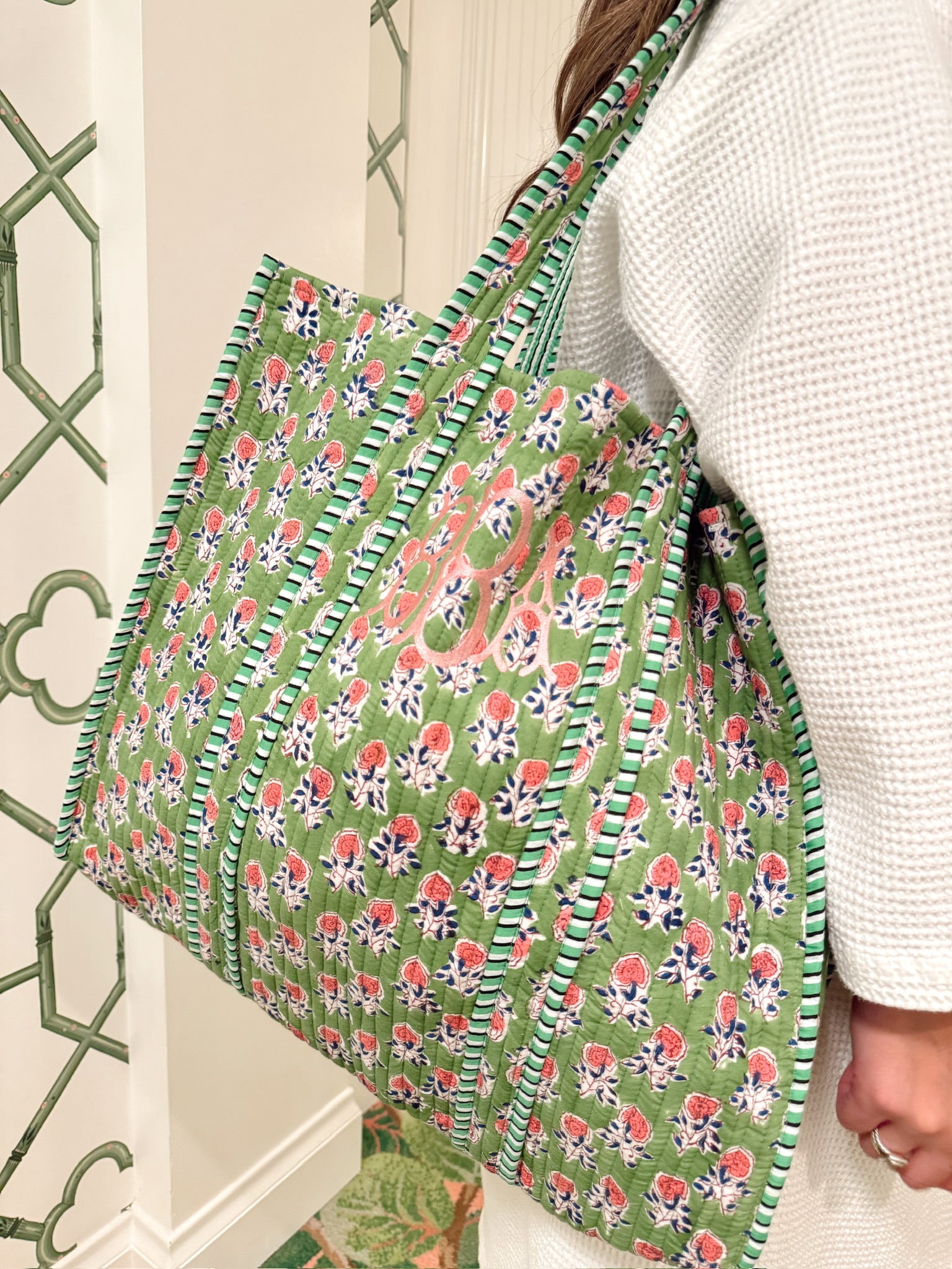 Quilted Block-Print Tote Bag – KenzKustomz