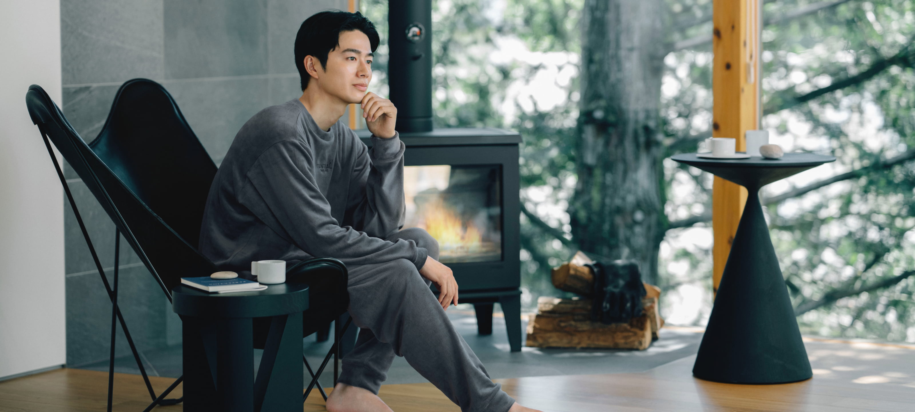 BAKUNE ベロア / 上下セット（長袖クルーネックシャツ・ロングパンツ