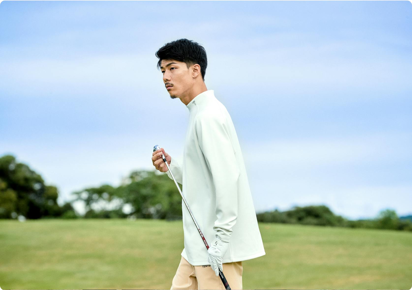 Golf Wear Long Sleeve T-Shirt Mock Neck/ 長袖モックネックシャツ