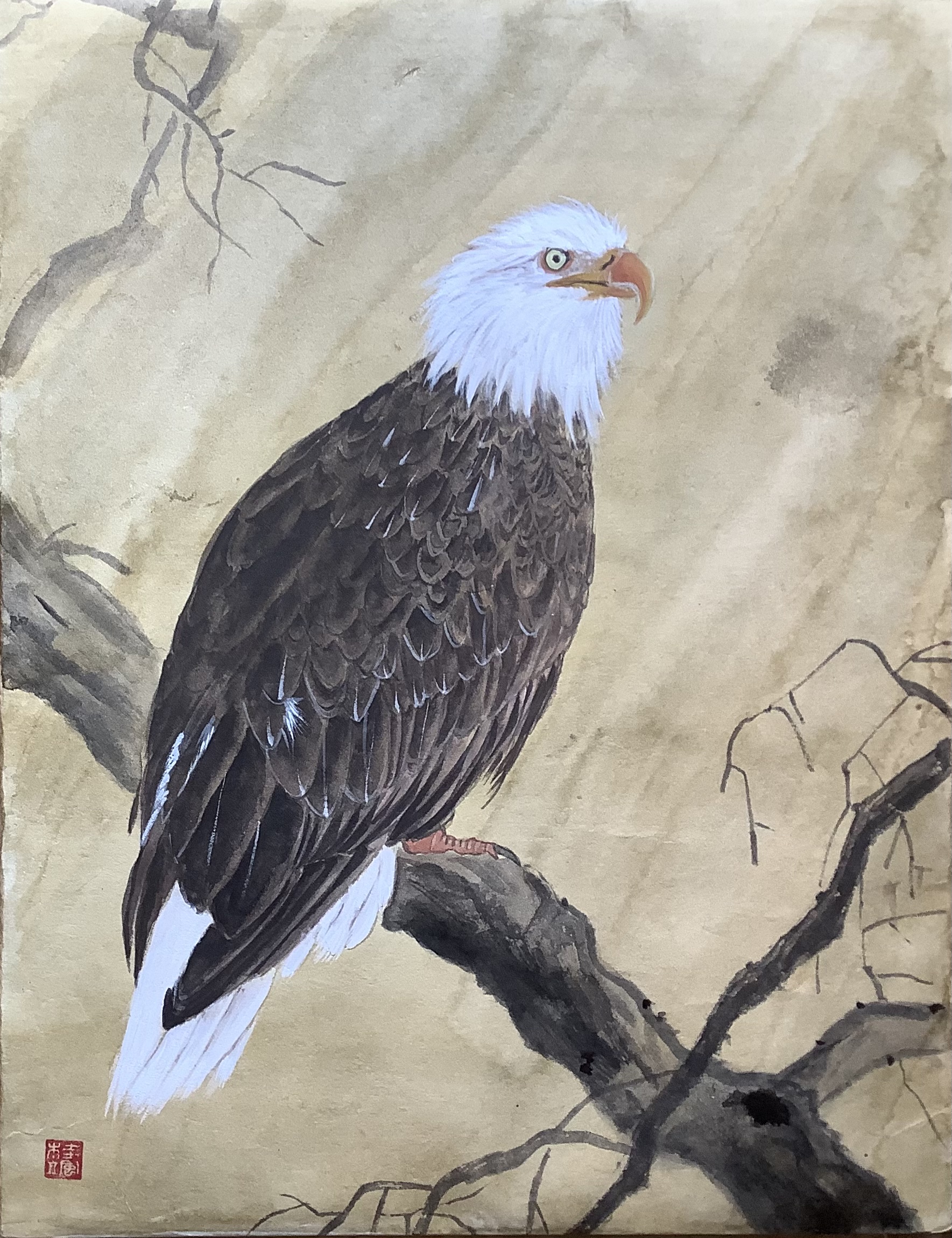 鷹の絵絵の具絵画