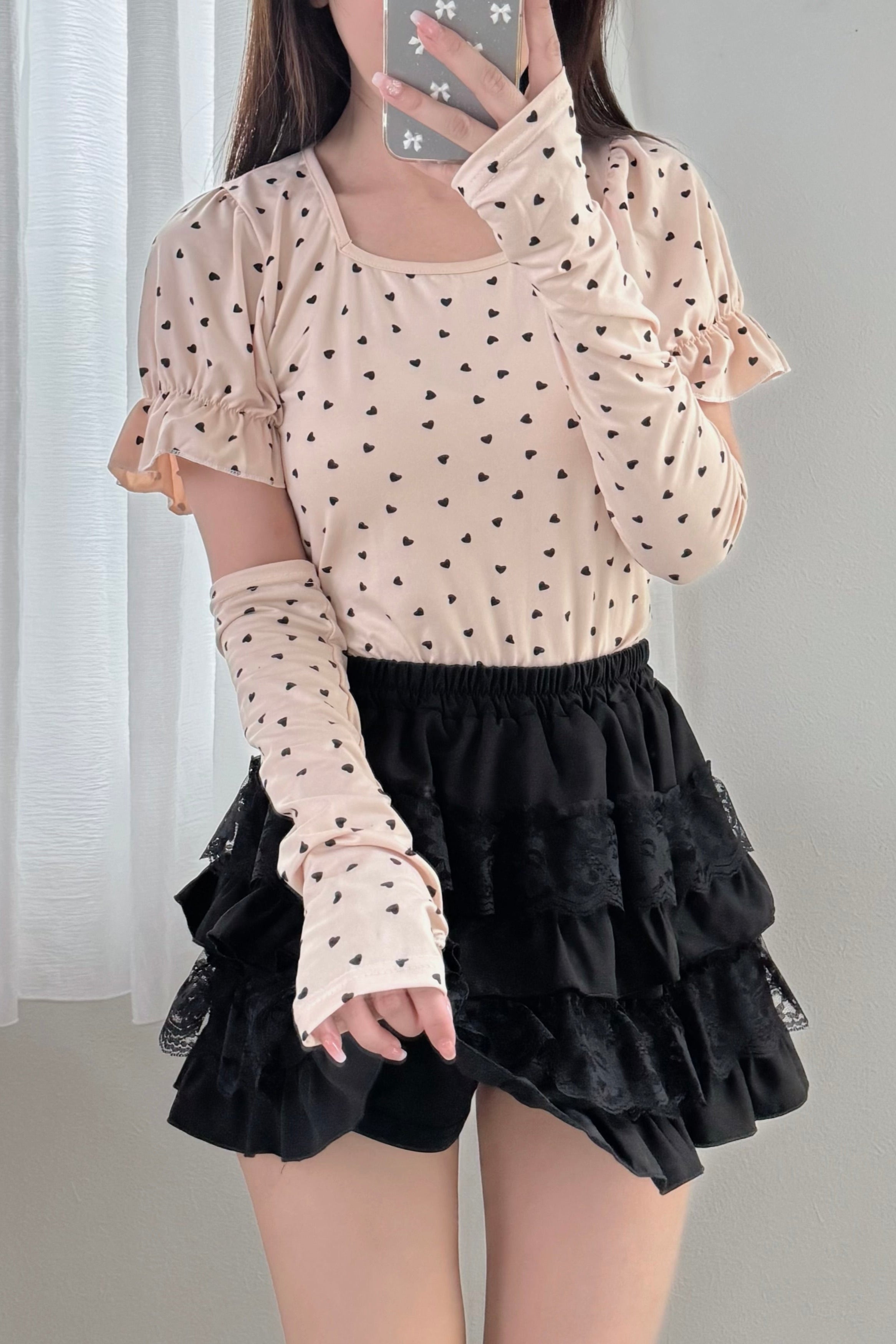 ハートドットアームウォーマー付きトップス KR10663