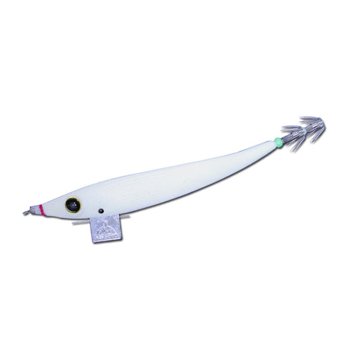 硬質発泡浮きスッテ 115mm（5.0号）夜光 ピンク白（1パック2本入り