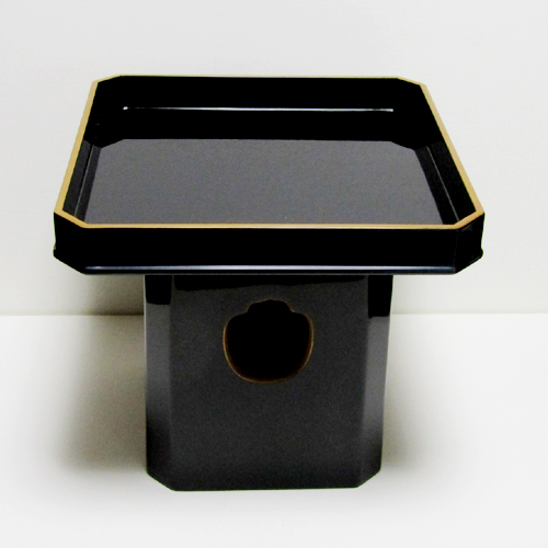 輪島塗 三方 (三宝) 大形 -無地- [内外面とも黒色] 金縁仕上げ｜輪島市