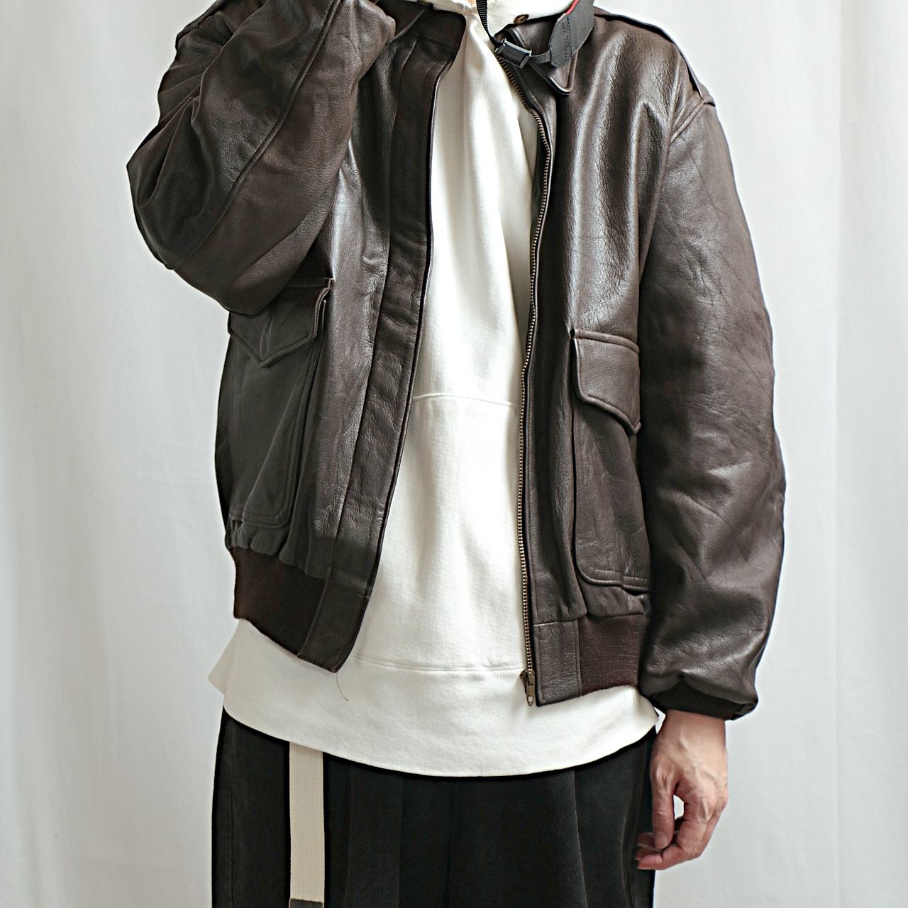 90s L.L.Bean エルエルビーン A-2 レザー フライトジャケット 古着