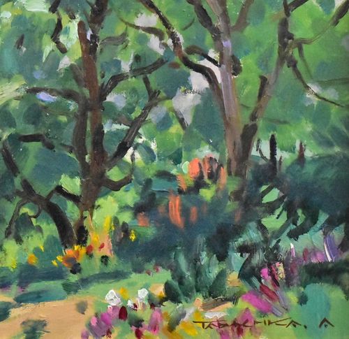 赤羽忠親 「安曇野緑風」 風景画 油彩 P6号 新品 安曇野風景画の