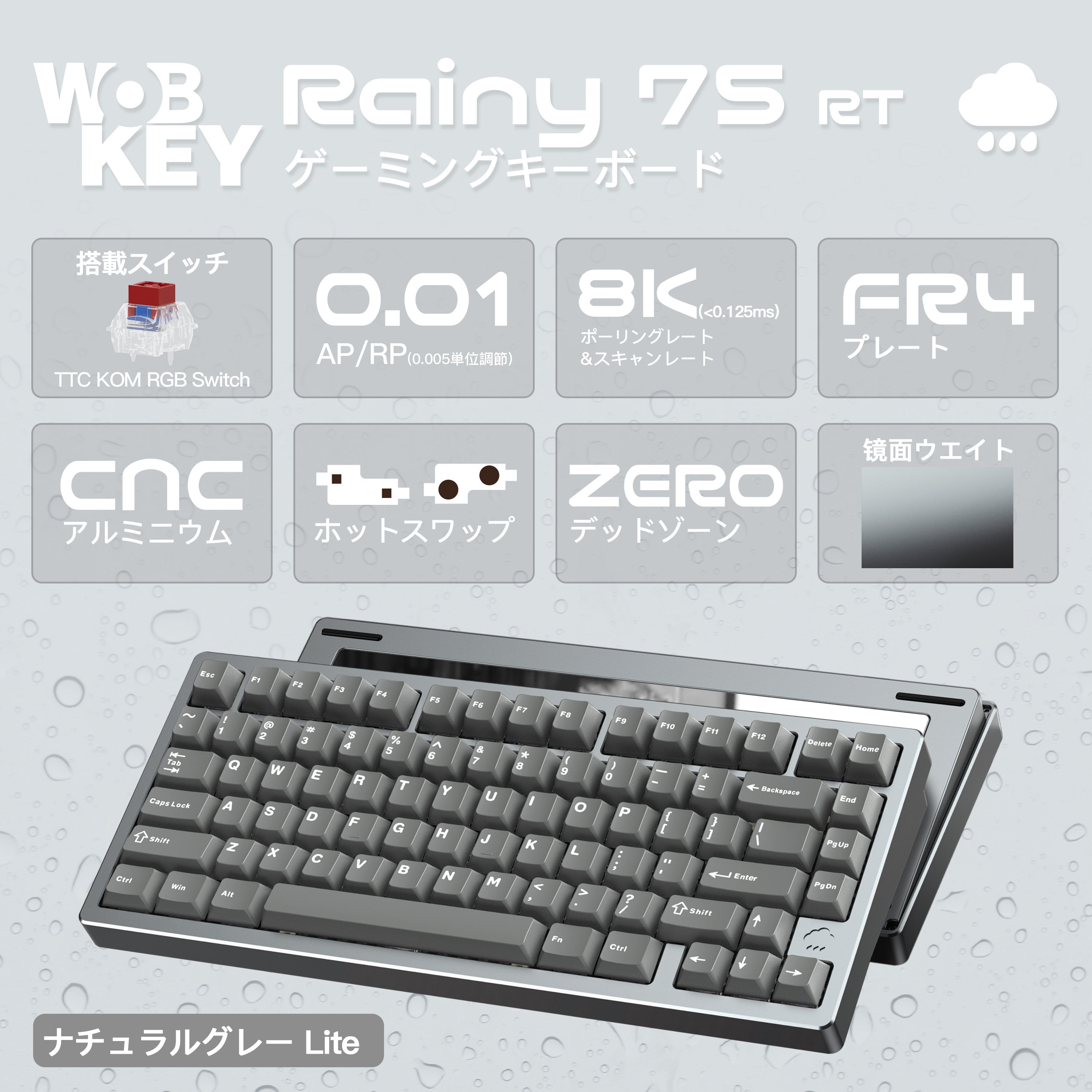 WOBKEY Rainy 75 RT (TTC KOM RGB Switch) [Gaming Keyboard]