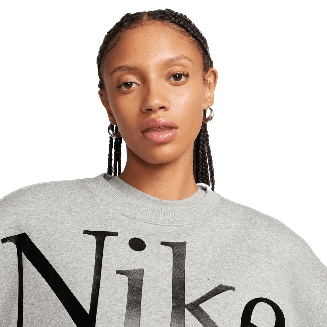 WMNS Nike Phoenix Fleece Crew - 'Dark Grey Heather/Black' - Kicks