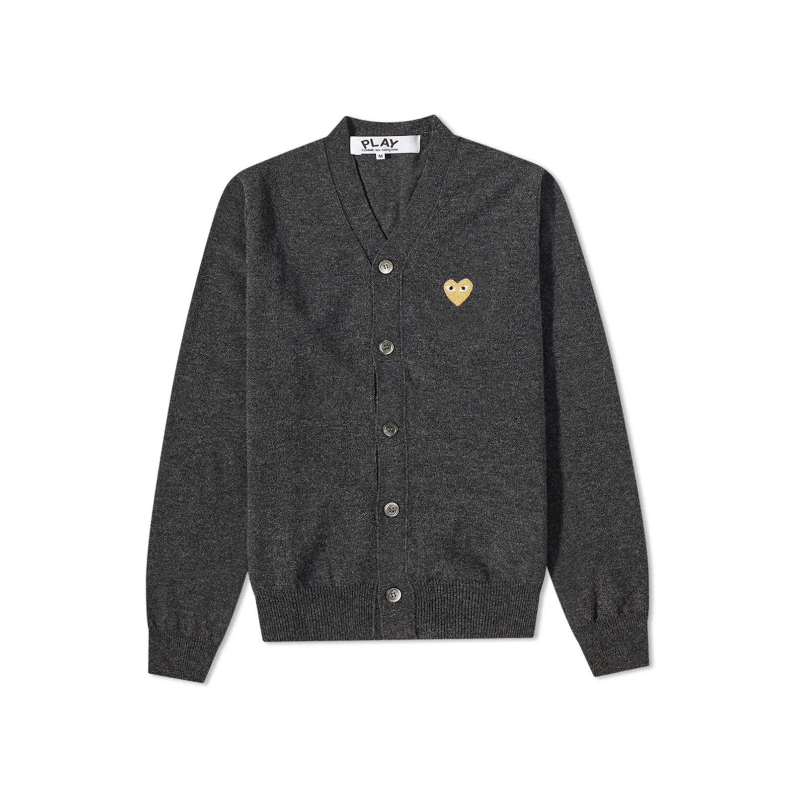 Comme des Garcons Play Gold Heart V-Neck (Dark Grey) Cardigan AZ
