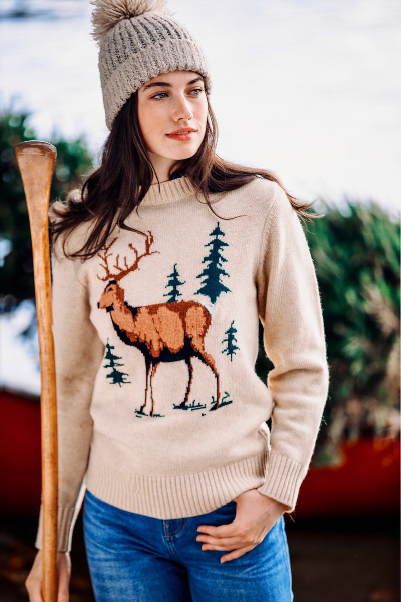 KJP Women's North Woods Deer Crewneck Sweater – Kiel James Patrick