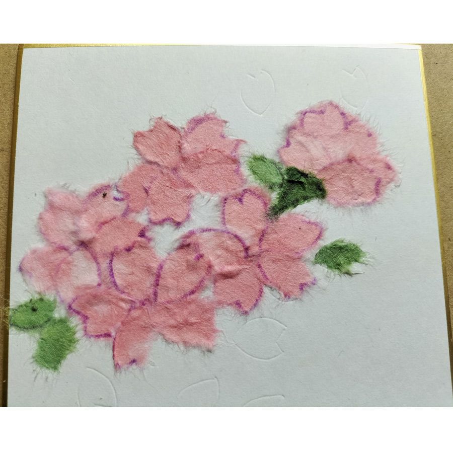 和紙ちぎり絵キット・ミニ壁掛け「さくら」 |生地 和柄/和布/ちりめん
