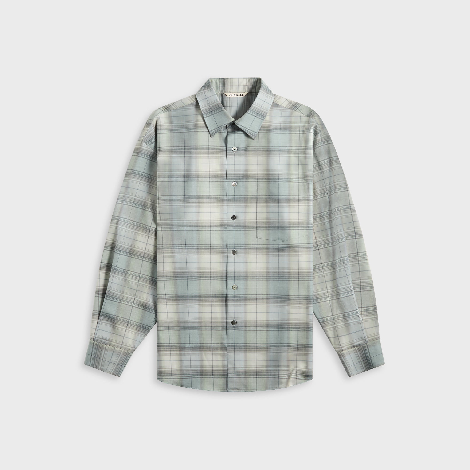 Auralee Super Light Wool Check Shirt - Blue Green Check – Kith