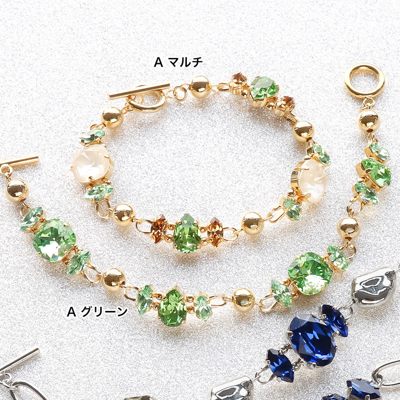 レシピNo.KR1174 貴和クリスタルのコネクトビジューブレスレット2種