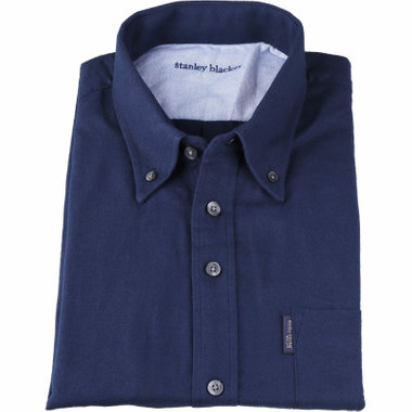 stanley blacker】【長袖】ピーチスキンボタンダウンシャツ/ネイビー
