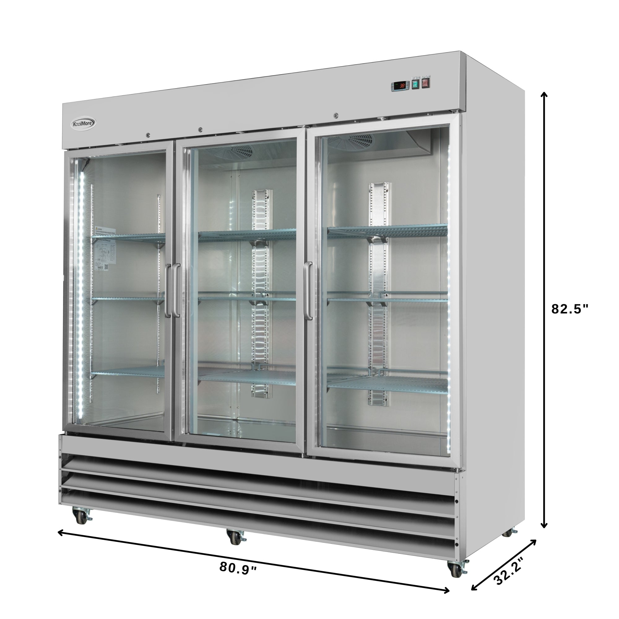 81 in. Three-Door Reach-In Refrigerator - 72 Cu Ft. RIR-3D-GD