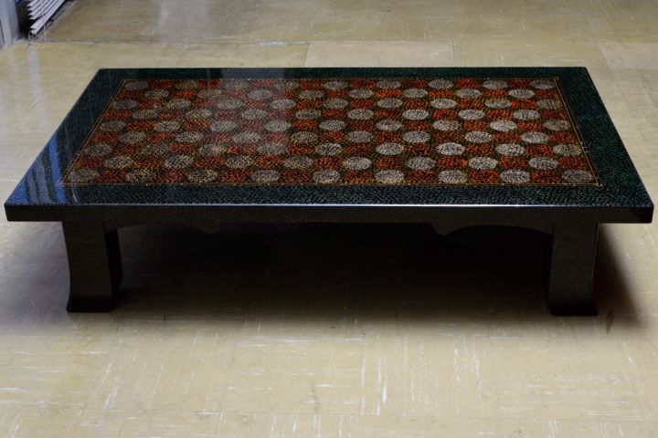 座卓 羽角ケリ足 塗分/緑 | 津軽塗 小林漆器のネット通販