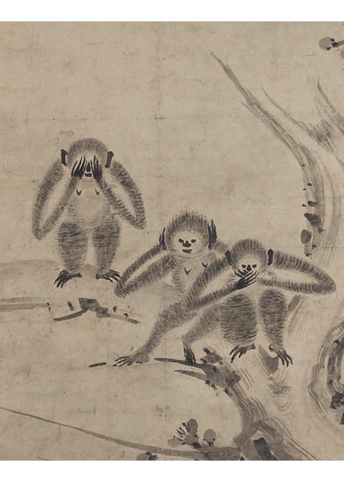 室町桃山期 梅花三猿図 | 古美術瀬戸