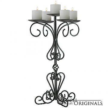 36'' Tall Old World Tabletop Candelabra - Pillar Style - Onyx Bronze