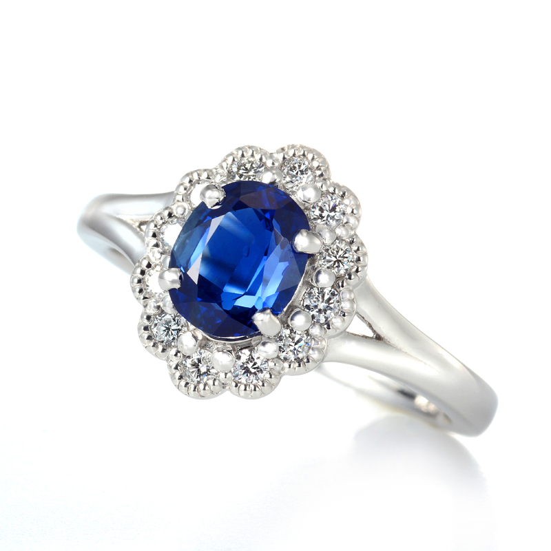 プラチナ製 サファイア ダイヤモンド リング （SA1.34ct D0.19ct・非