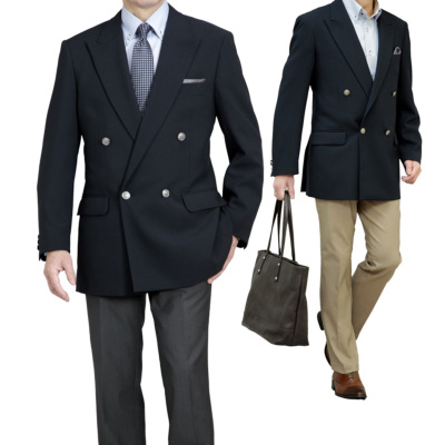 紺ブレザー メンズ メタルボタン 金釦 銀釦 ダブル 4つボタン オール