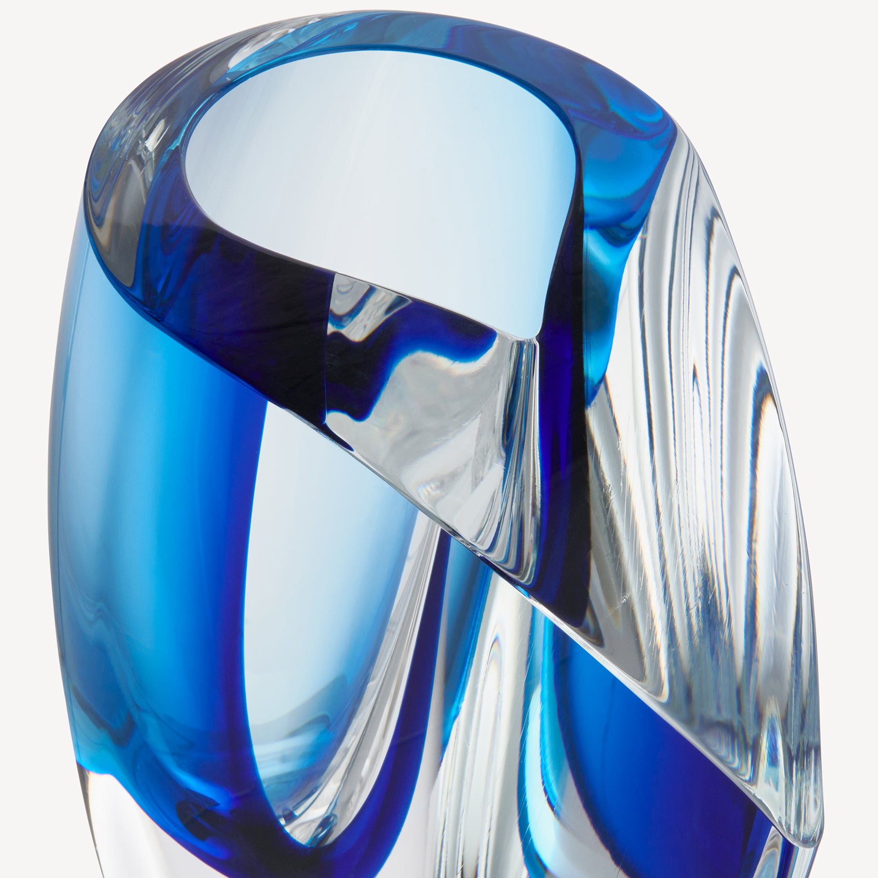 Kosta Boda Mirage Vase Blue/Blue Crystal Glass Large Art Decor