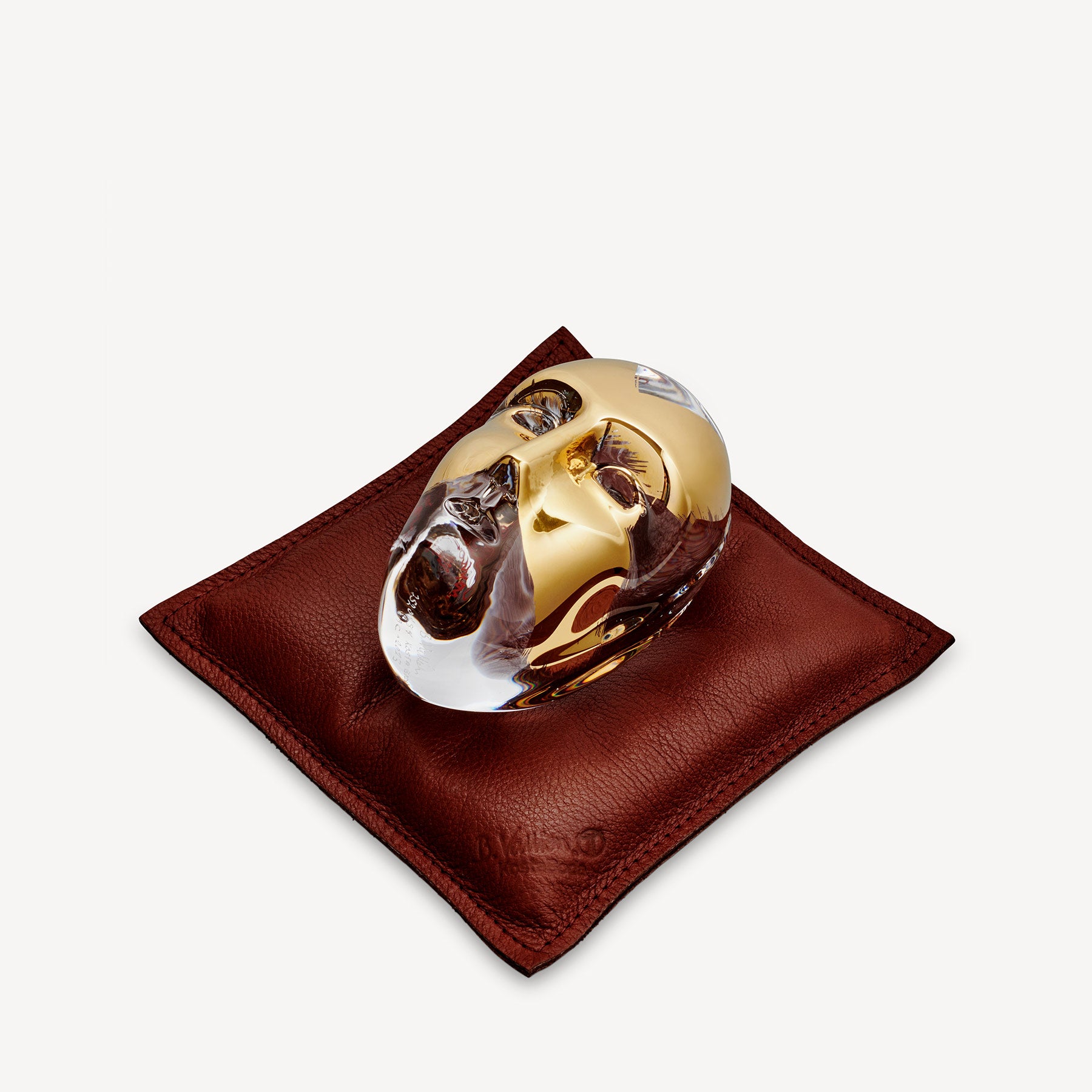 Kosta Boda Annual Brains 2023 Clear Gold Crystal Glass Art Leather