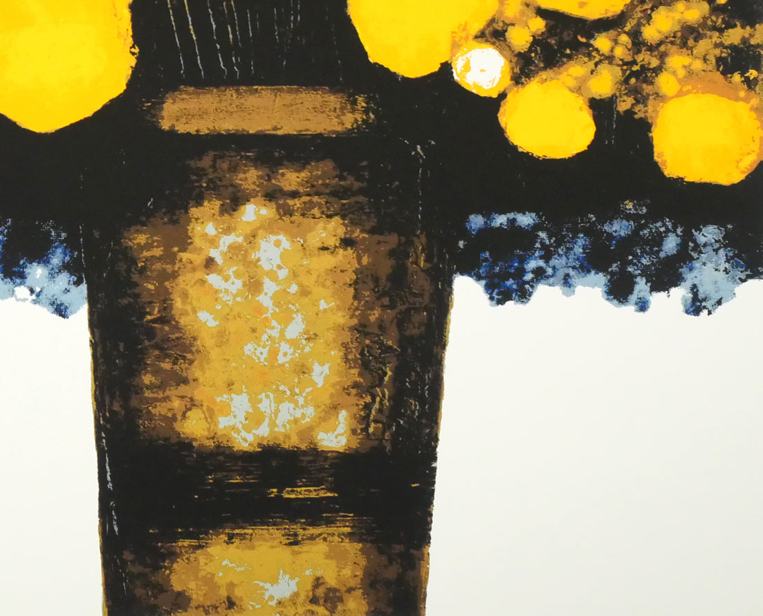 高橋英生「黄色い花」シルクスクリーン版画 絵画買取・販売の小竹美術