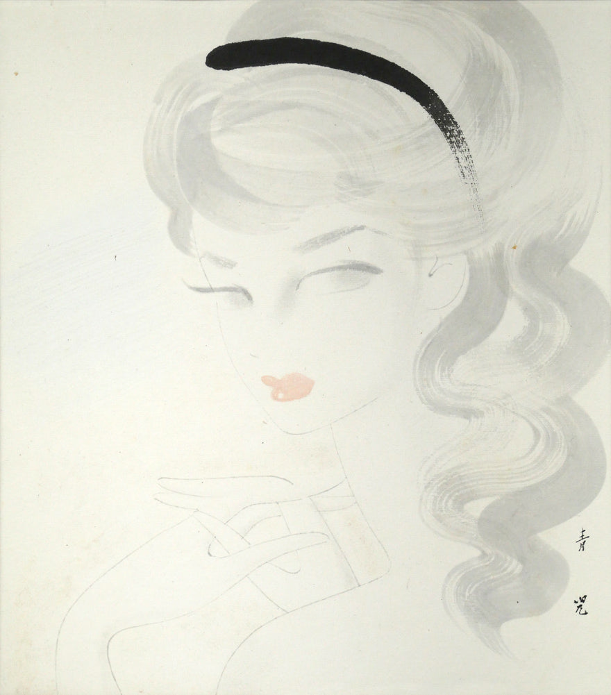 東郷青児「婦人像 （ピエール水彩額縁使用）」水彩画・色紙 絵画買取