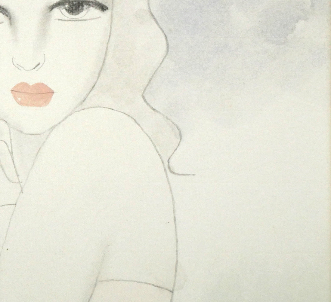 東郷青児「婦人像」水彩画・4号色紙 絵画買取・販売の小竹美術