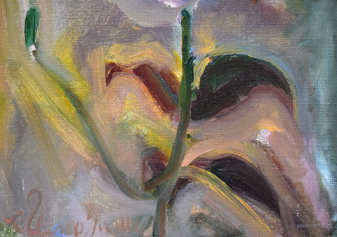 野宮武明黄色い花と蝶々油絵真作