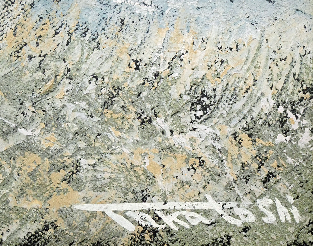 山崎貴稔「丘に咲く（桜）」油絵・F4号 絵画買取・販売の小竹美術