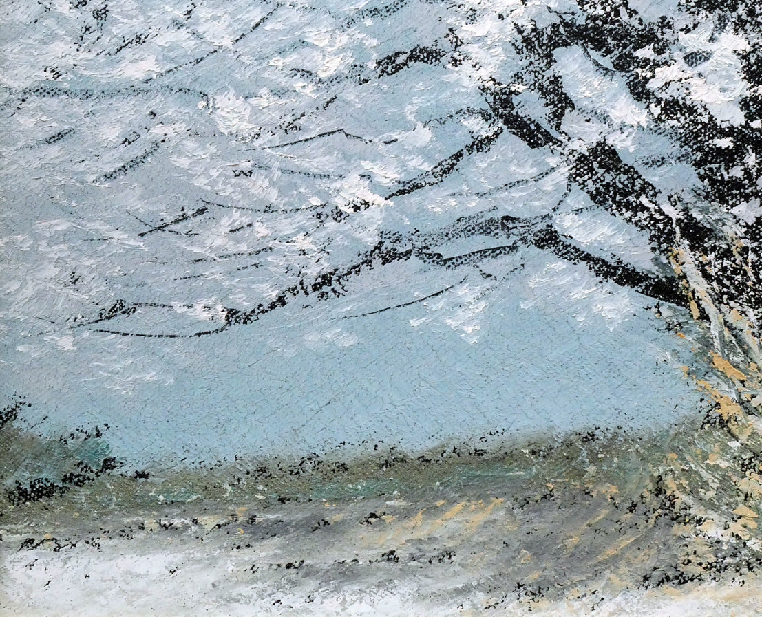 山崎貴稔「丘に咲く（桜）」油絵・F4号 絵画買取・販売の小竹美術