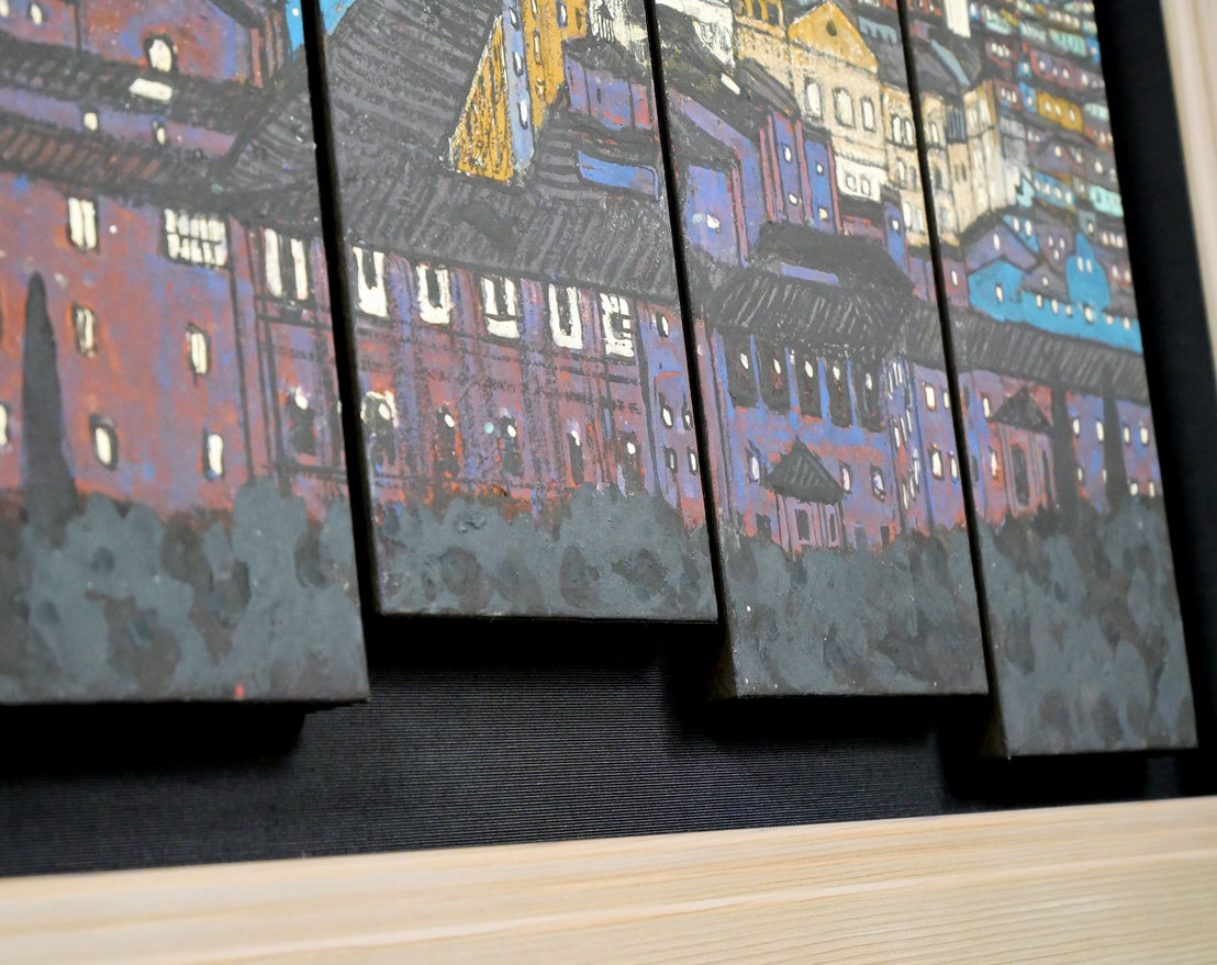 柳沢正人「神の棲む街 フィレンツェ（イタリア）」日本画（分割画面