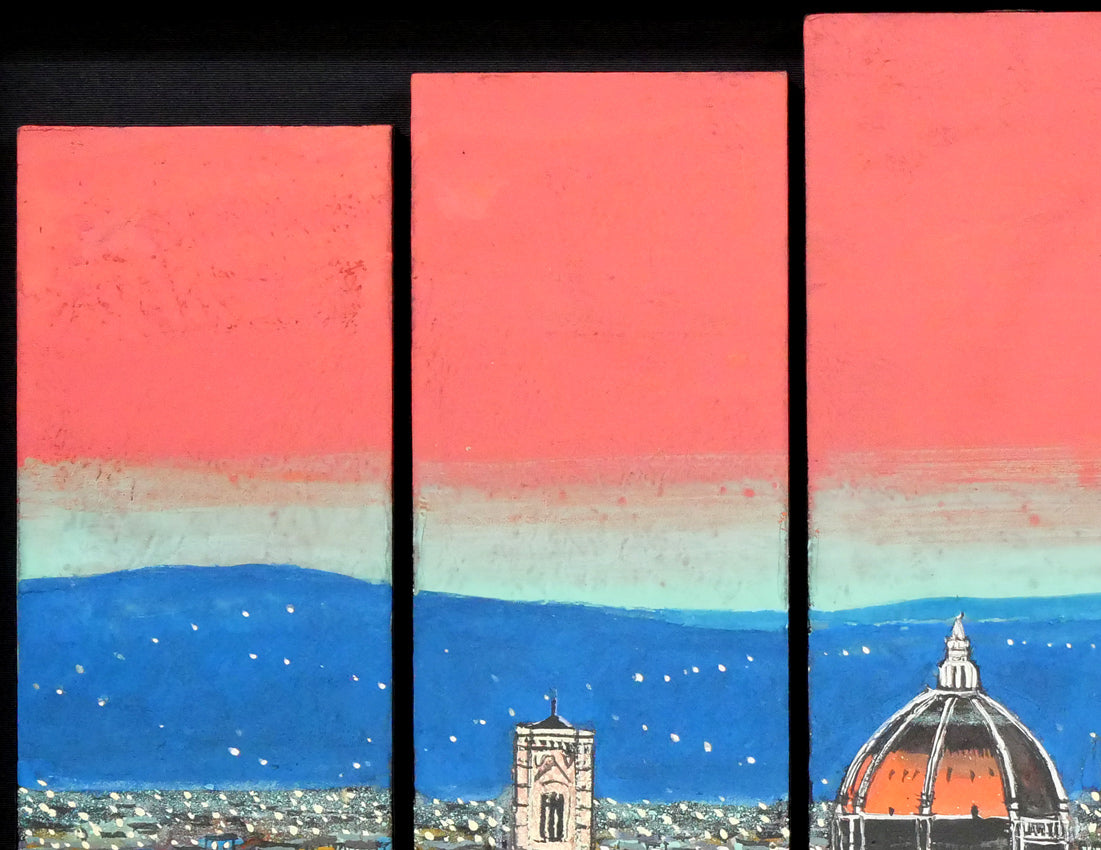 柳沢正人「神の棲む街 フィレンツェ（イタリア）」日本画（分割画面