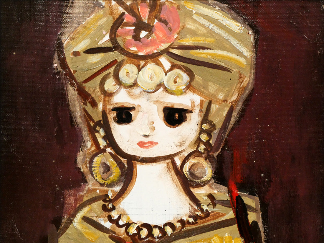 民族衣装を着た女性。油絵。支援のため、この絵を販売する。 民族衣装