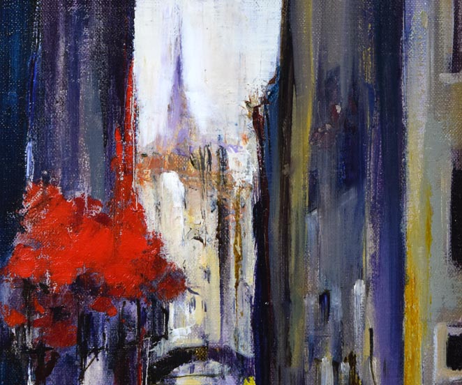 油絵手書き原画 ベニスの運河 イタリア画家バツシーニ作品大作 油絵