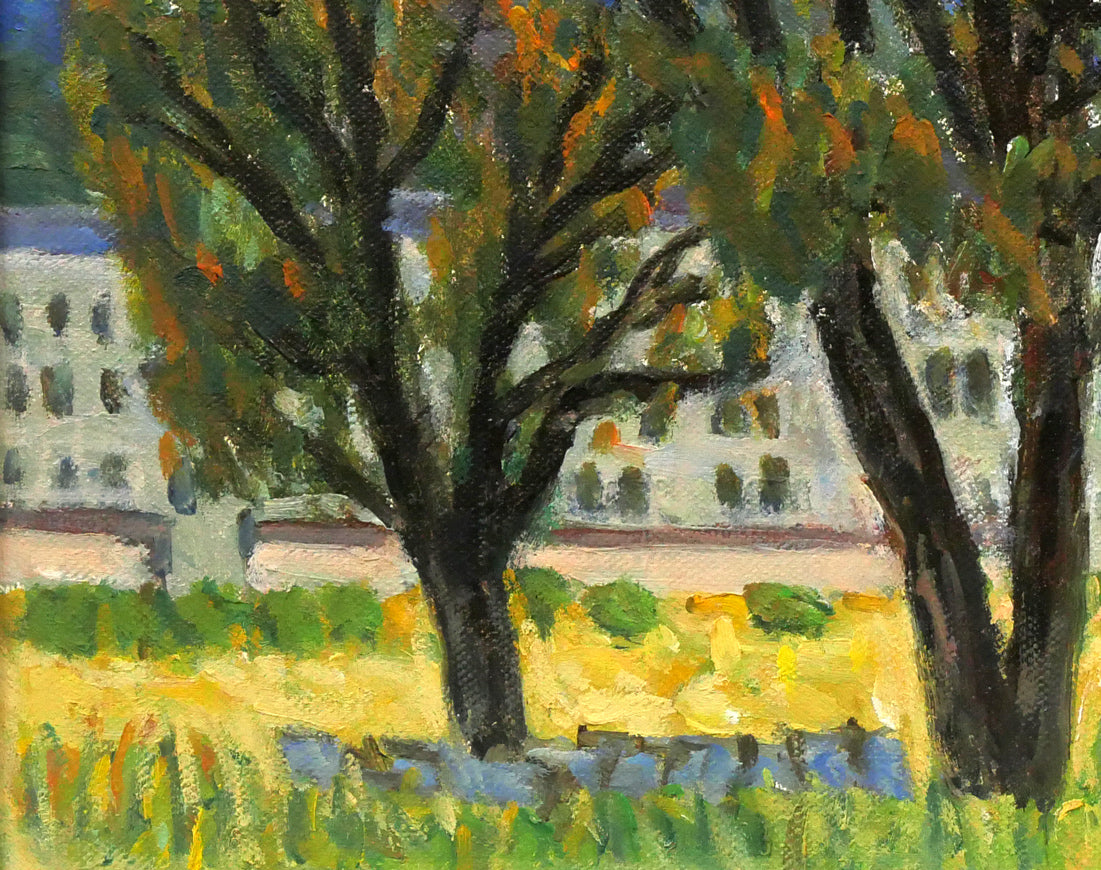 一木万寿三「山の手風景」油絵・F4号 絵画買取・販売の小竹美術